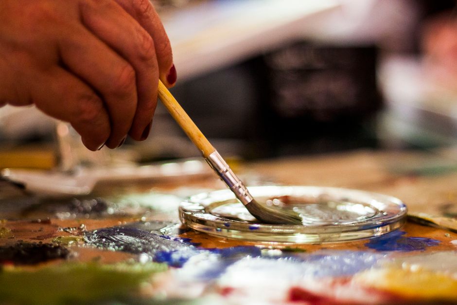 workshop plate and painting